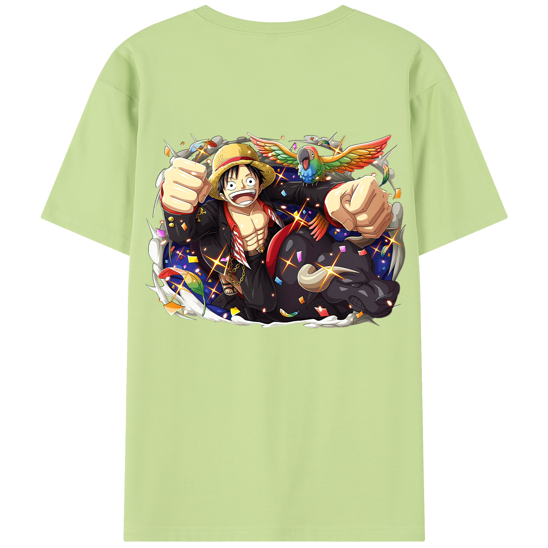 ワンピース モンキー・D・ルフィ ONE PIECE Monkey D. Luffy 綿100％半袖Tシャツ（背面プリント）